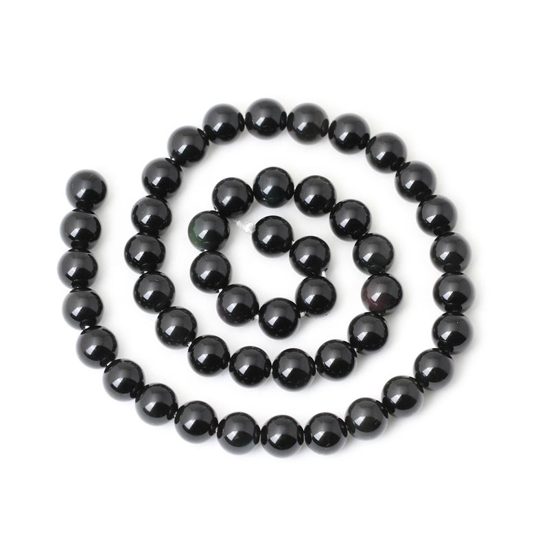 CHEAVIAN 45PCS 8mm Natural Black Obsidian Gemstone Round Loose Beads Crystal Energy Stone Healing Power for DIY Jewelry Making 1 Strand 15" - Image 2